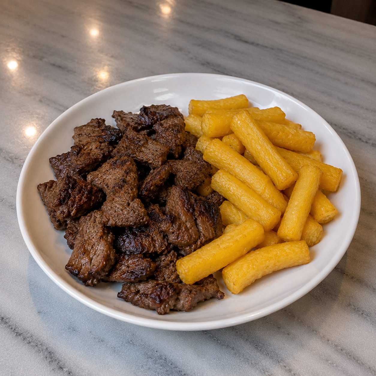 Carne + Mandioquinha Frita